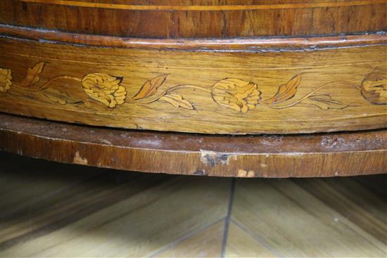 A 19th century Dutch walnut and marquetry corner vitrine, H.200cm